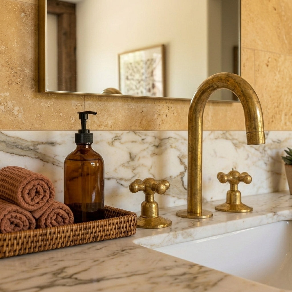 The Artisan Bridge Faucet with Customizable Knobs – Unlacquered Living Brass