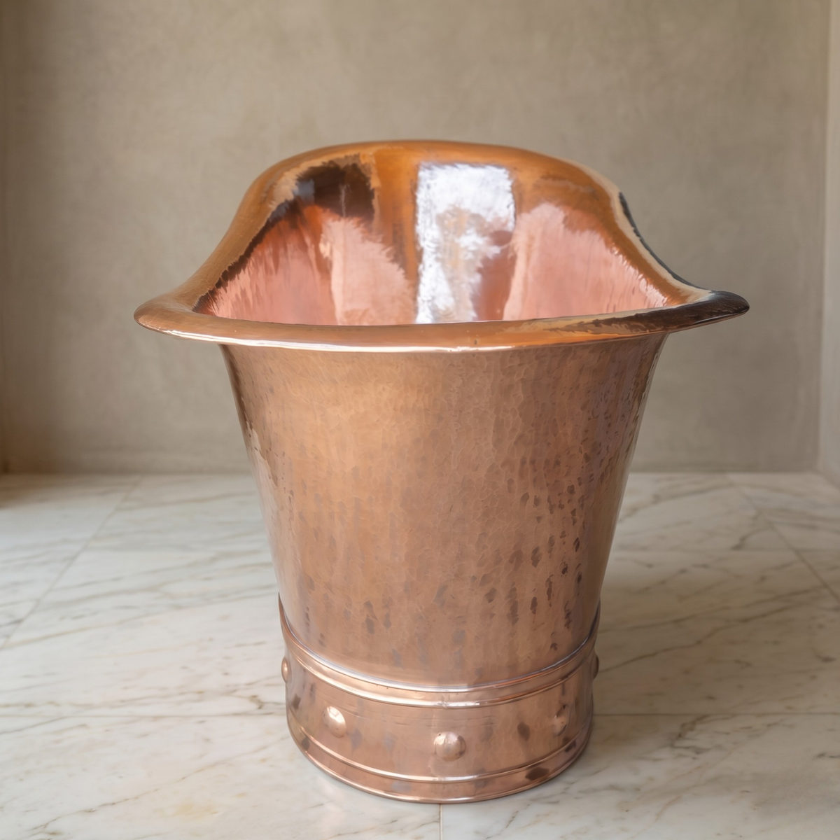 Vintage Handmade Freestanding Solid Copper Bathtub