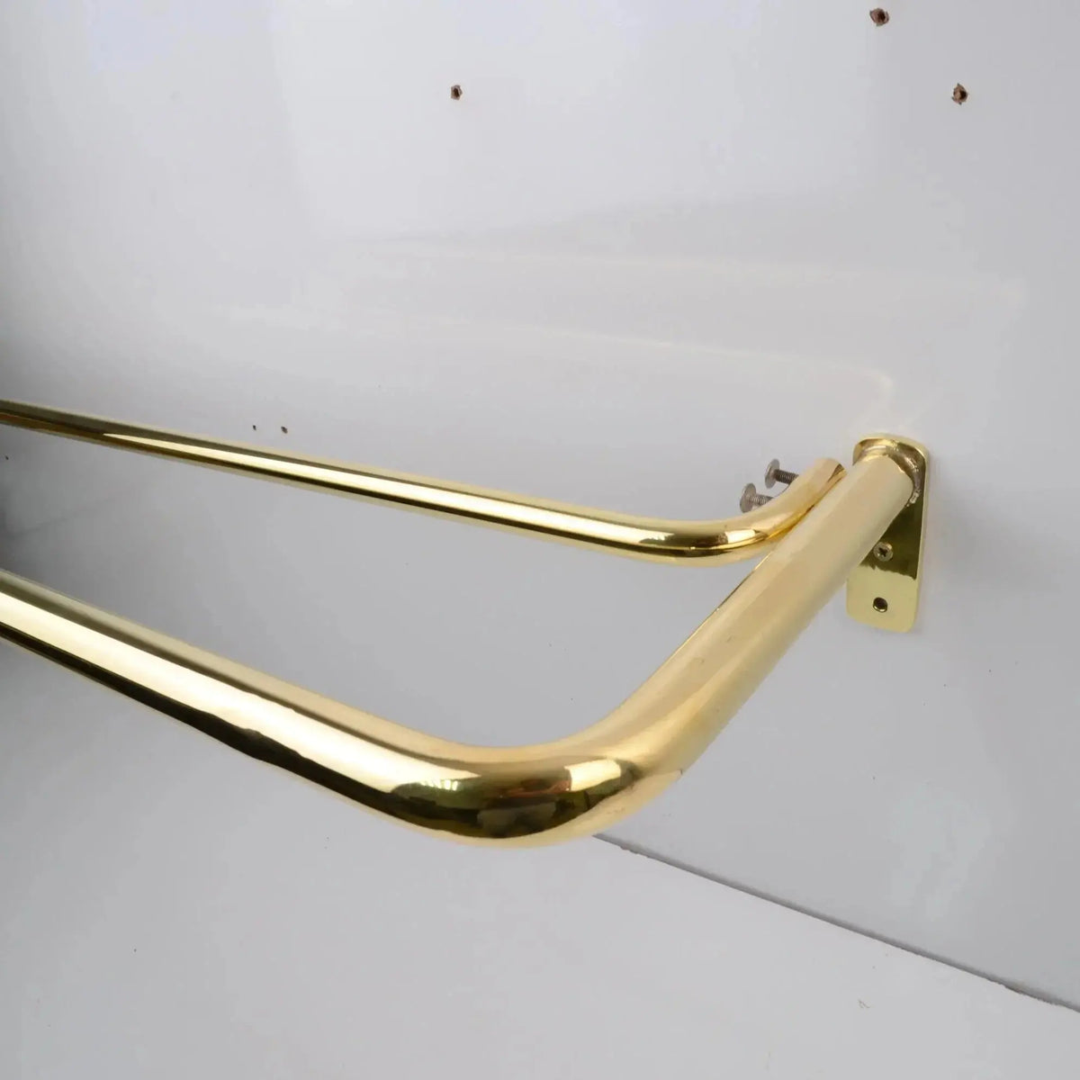 French Return Brass Double Curtain Rod With Solid Brass Rings For Drapery