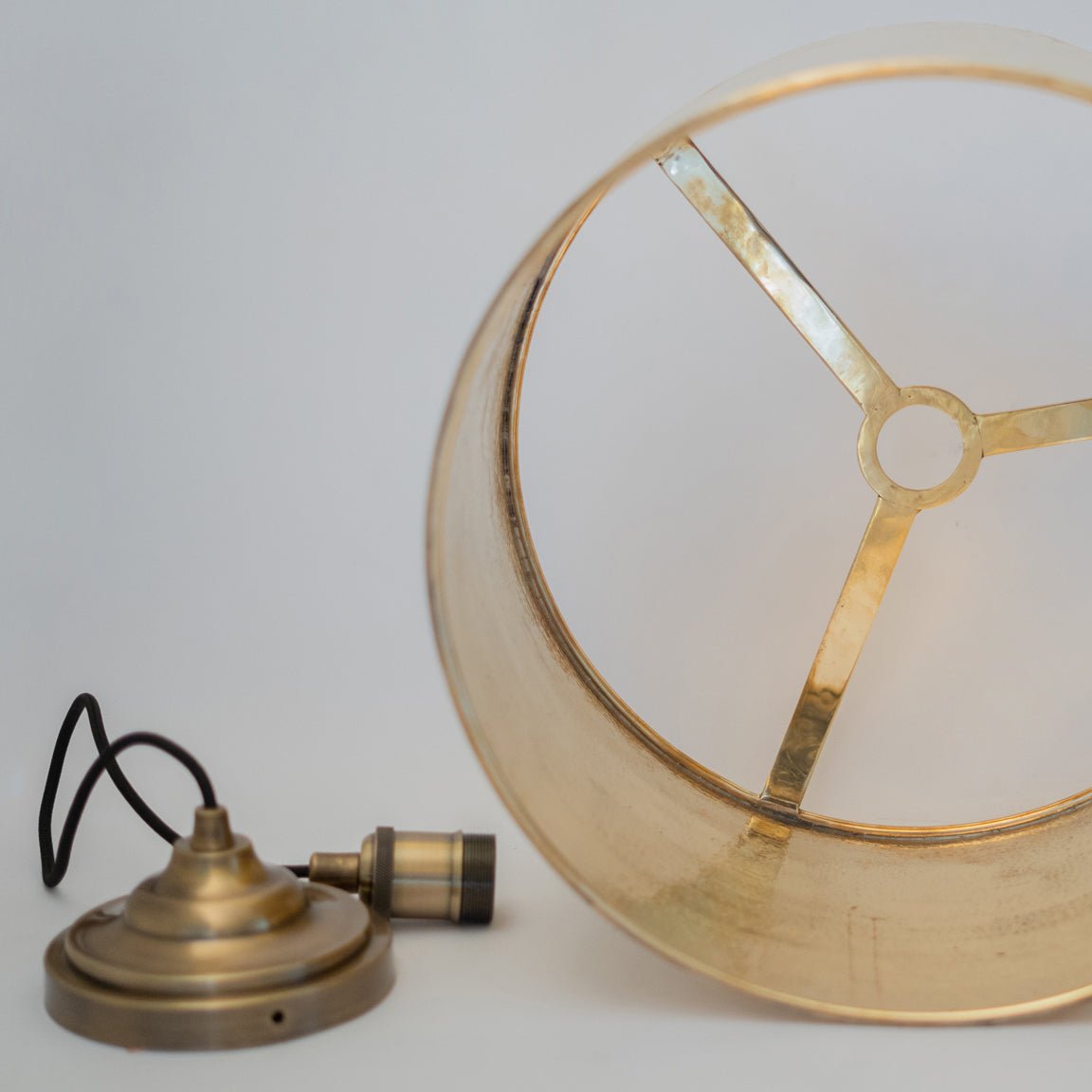 Hammered Brass Cylinder Pendant Light, Unlacquered Brass Pendant Light
