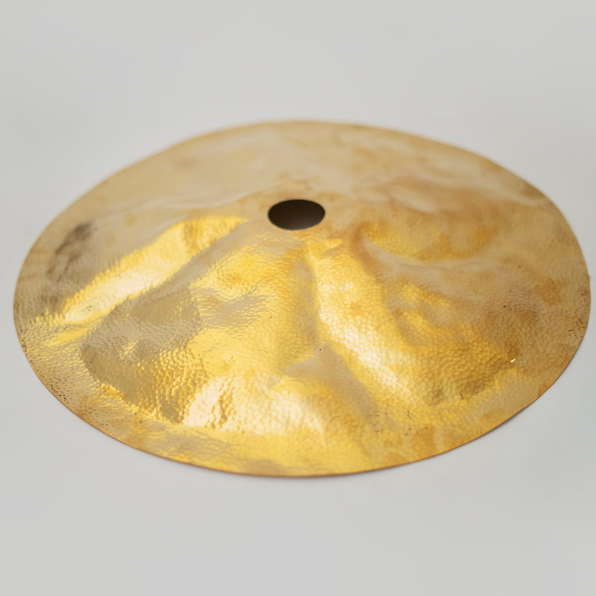 Hammered Brass Flat Disc Pendant Light, Brass Plate Lampshade, Flat Circle Shade