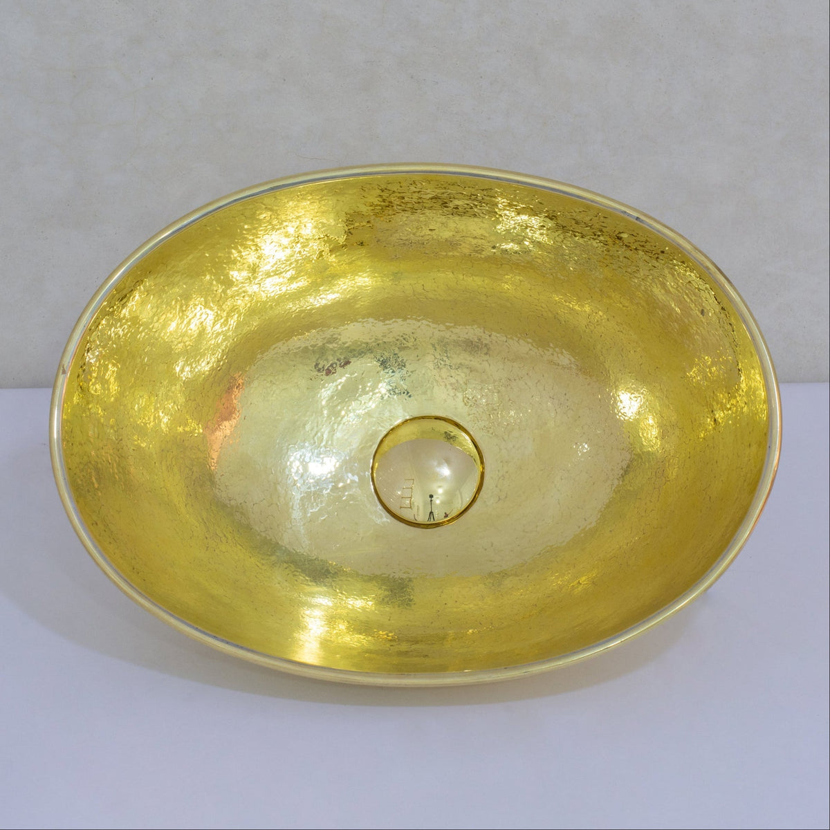 Hammered Brass Oval Vessel Sink | Handmade Bathroom Washbasin