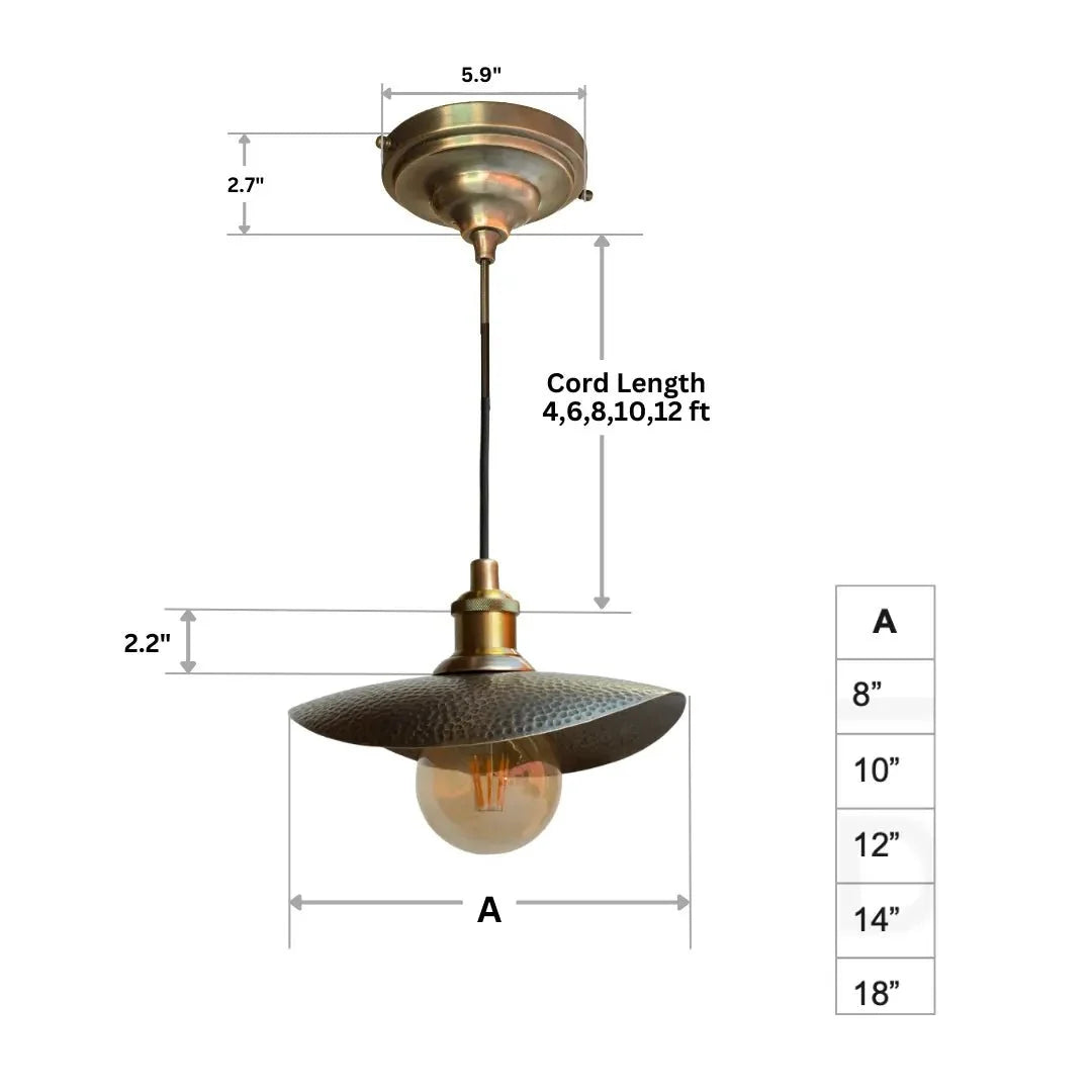 Hammered Bronze Finish Curved Plate Pendant Light, Solid Brass Ceiling Light, Leaf Pendant Light Bronze