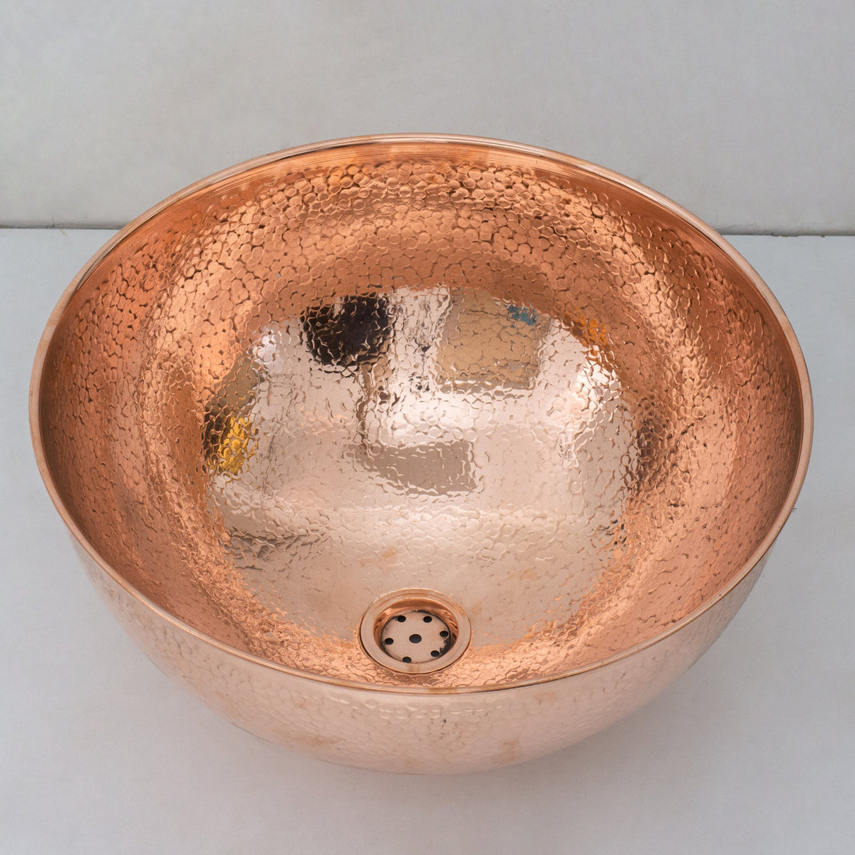 Hammered Copper Vessel Sink, Solid Copper Bathroom Washbasin, Round Sink Copper