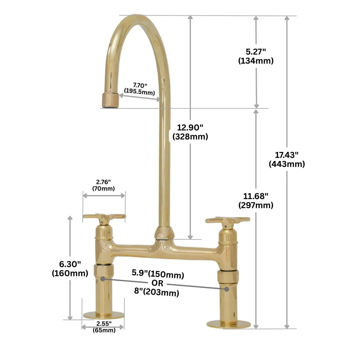 Heritage - Unlacquered Brass Kitchen Bridge Faucet