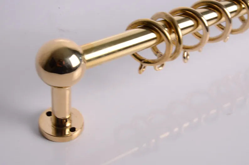 Solid Brass Café Curtain Rod with Rings