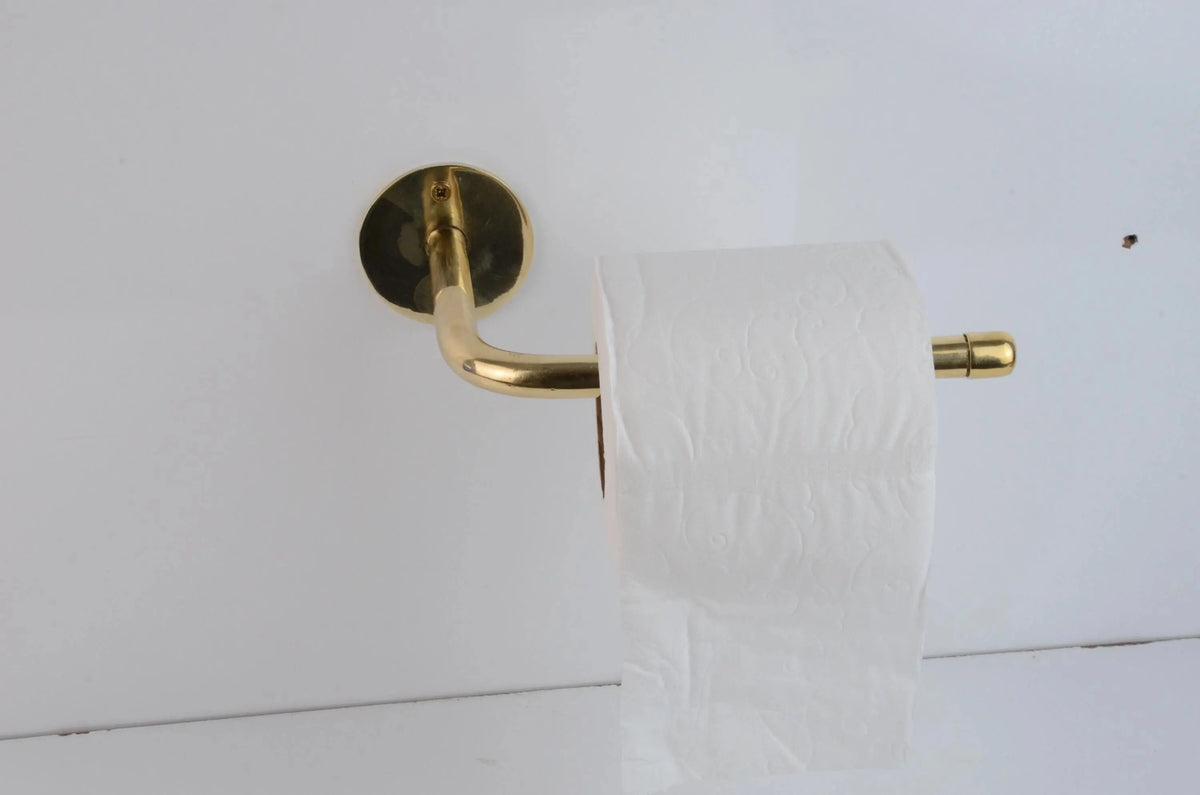 Unlacquered Brass Wall Mounted Toilet Paper Holder With Round Support