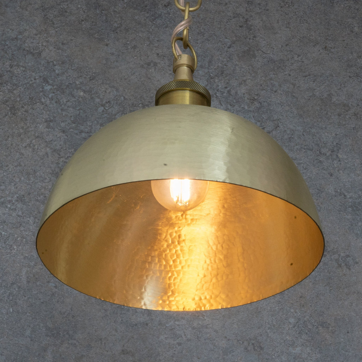 Luminous Soft-Hammered Brass Dome Pendant - Traditional Moroccan brass Light