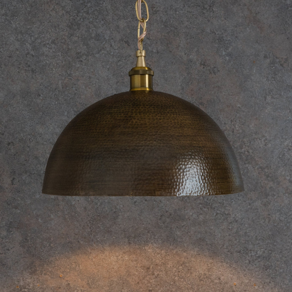 Oversized Dark Bronze Copper Pendant - Large Hammered Dome Light for Entryway & Dining