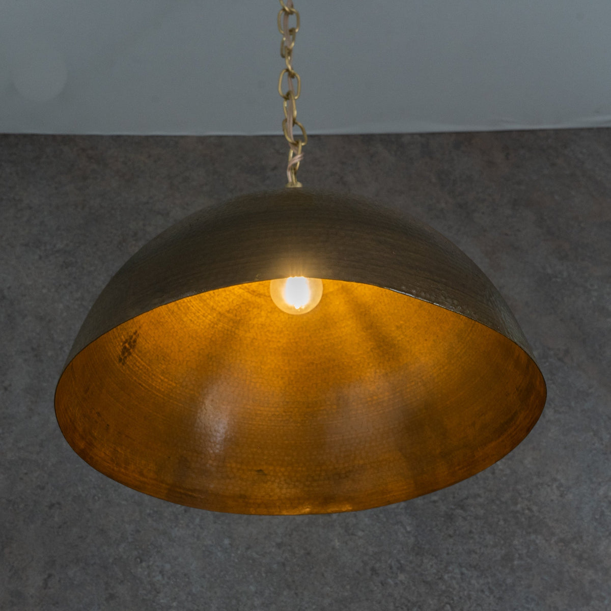 Oversized Dark Bronze Copper Pendant - Large Hammered Dome Light for Entryway & Dining