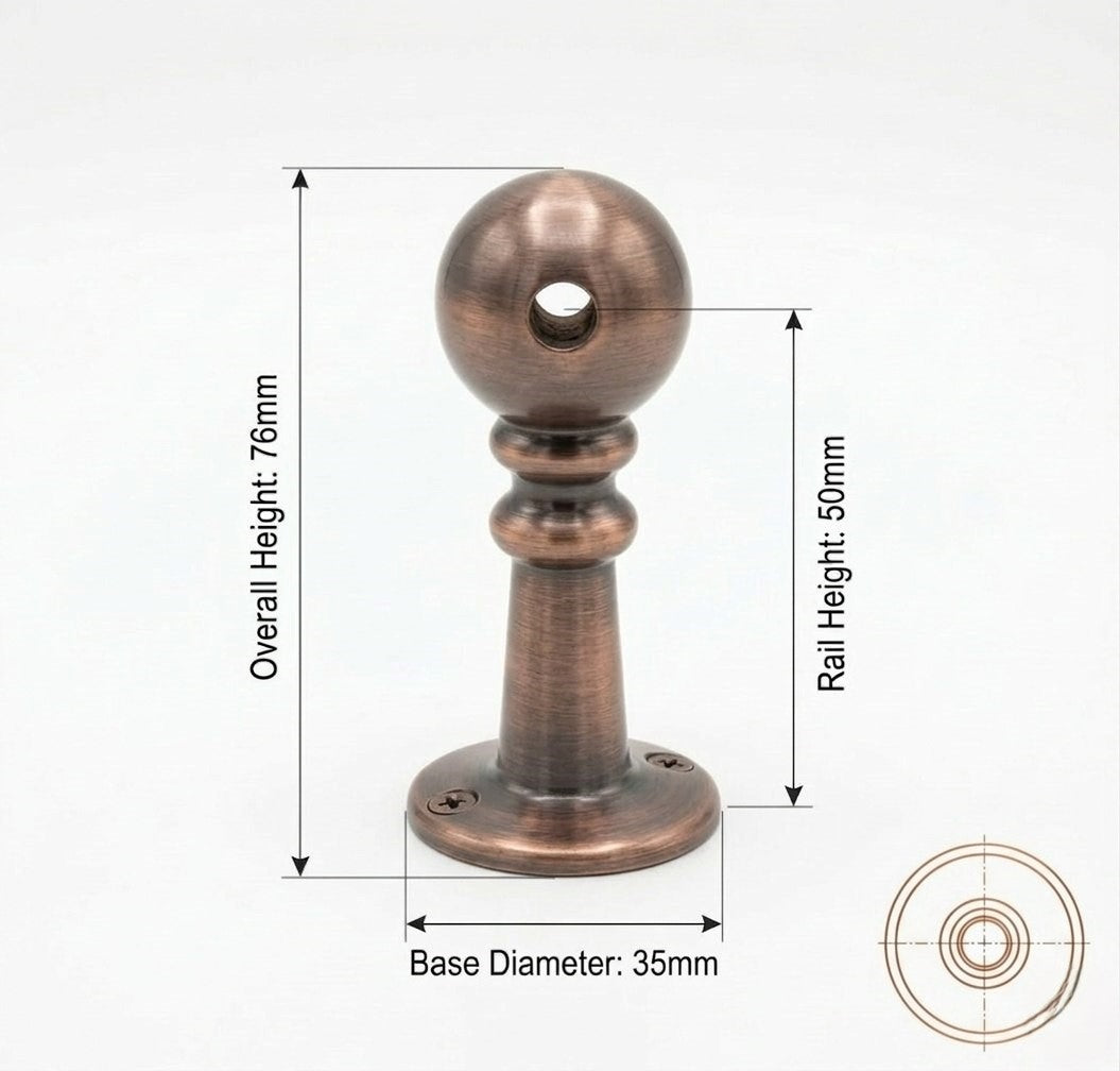 Noble Brass Dark Copper Gallery Rail | Custom Solid Brass Shelf Railing for Kitchen, Bathroom & Bookshelves