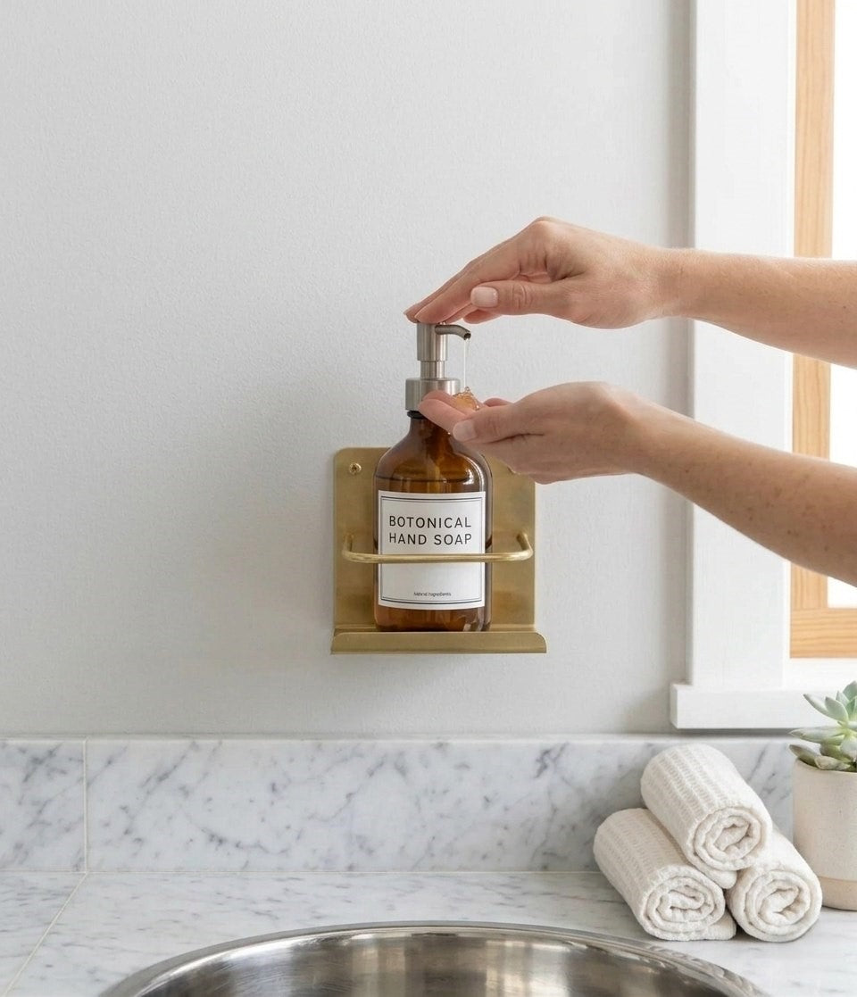 Solid Brass Wall-Mounted Bathroom Caddy & Vanity Shelf