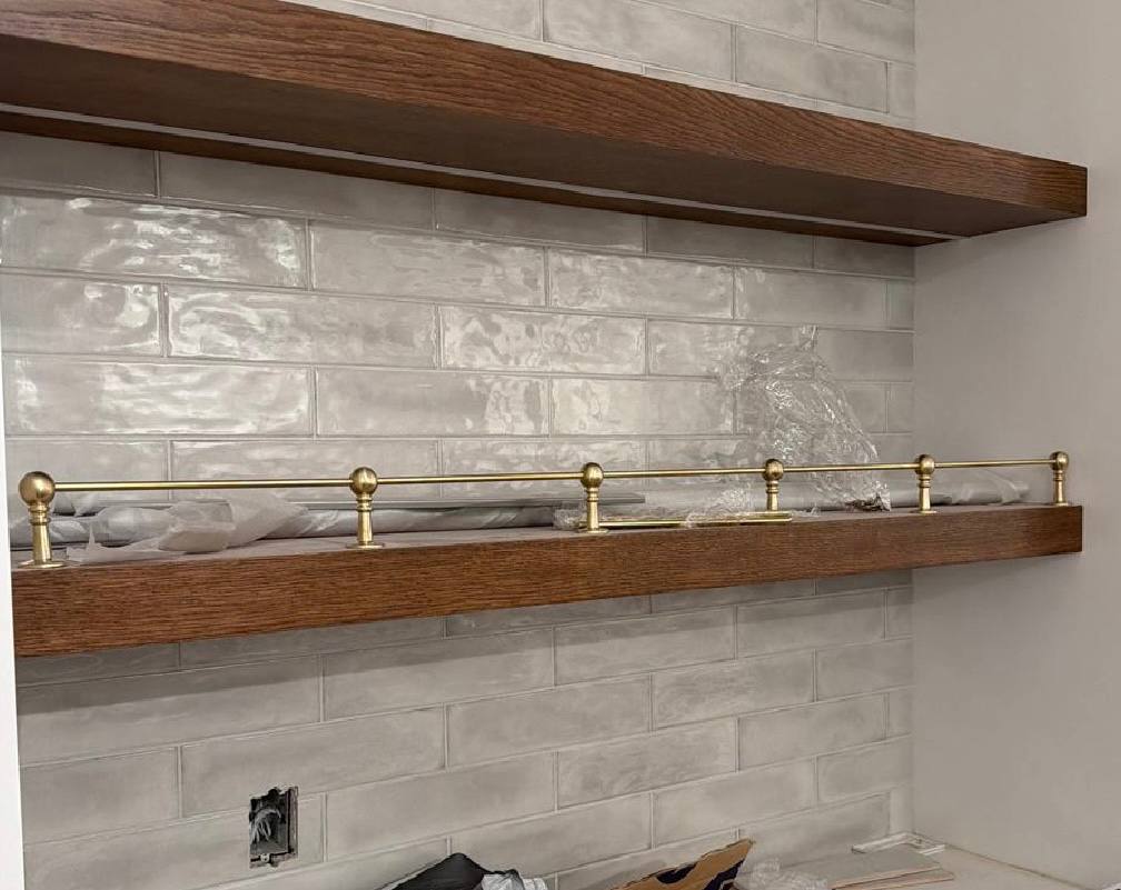 Solid Brass Gallery Rail for Kitchen Shelves & Mantels | Hand-Finished Unlacquered Brass Railing