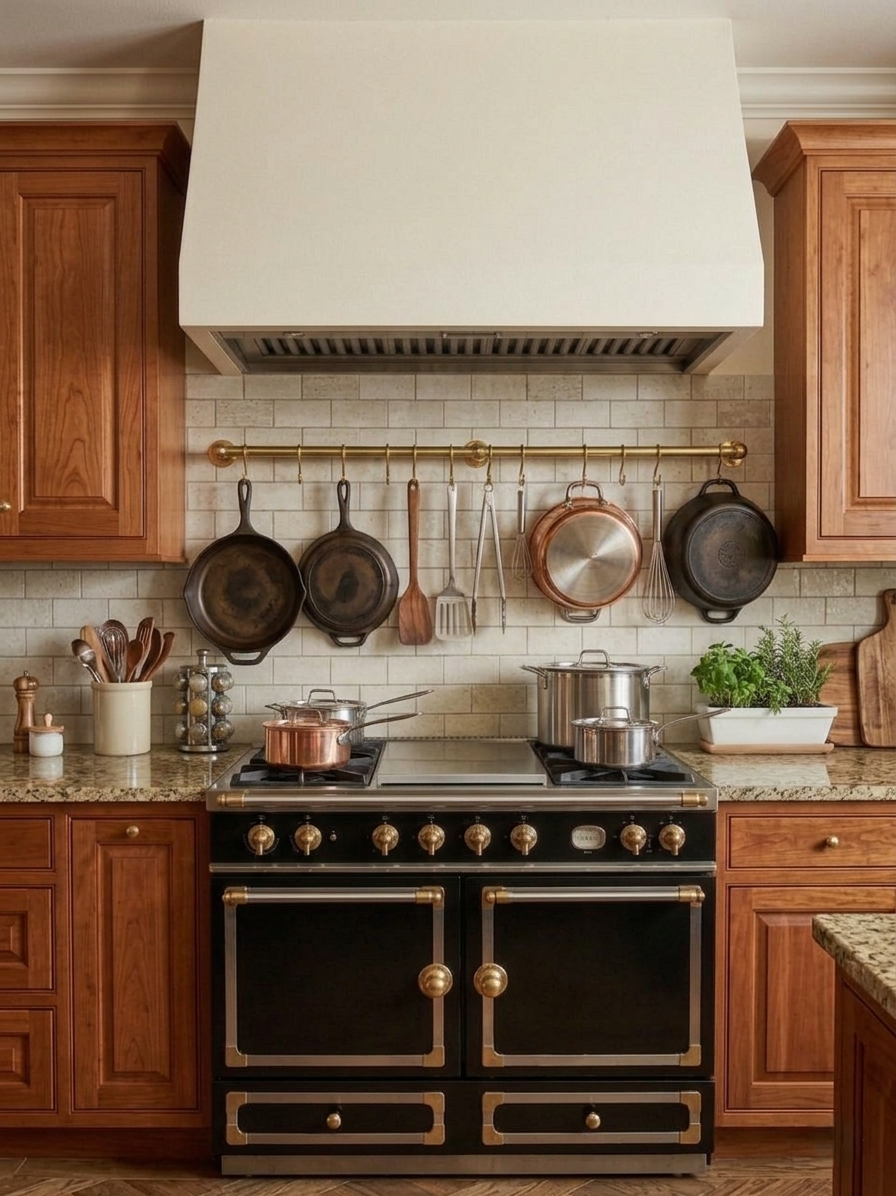 Unlacquered Brass Pot Rail - The Utensil Rail | Noble Brass
