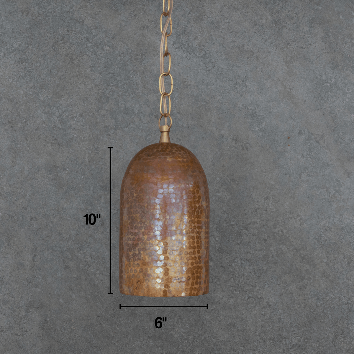 Rustic Industrial Copper Dome Light - Handcrafted Moroccan Pendant - Large Hammered Copper Ceiling Fixture