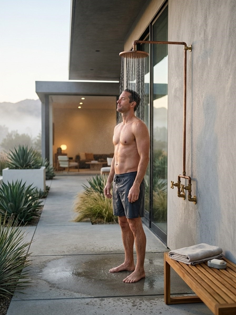 Unlacquered Copper & Brass Outdoor Shower System