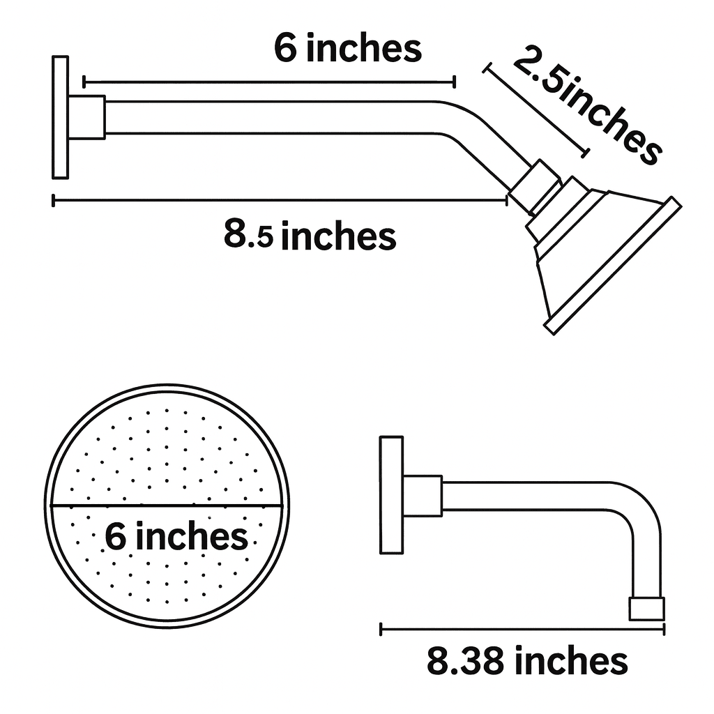 Solid Brass Angled Showerhead & Tub Filler | Concealed 2-Outlet Shower System