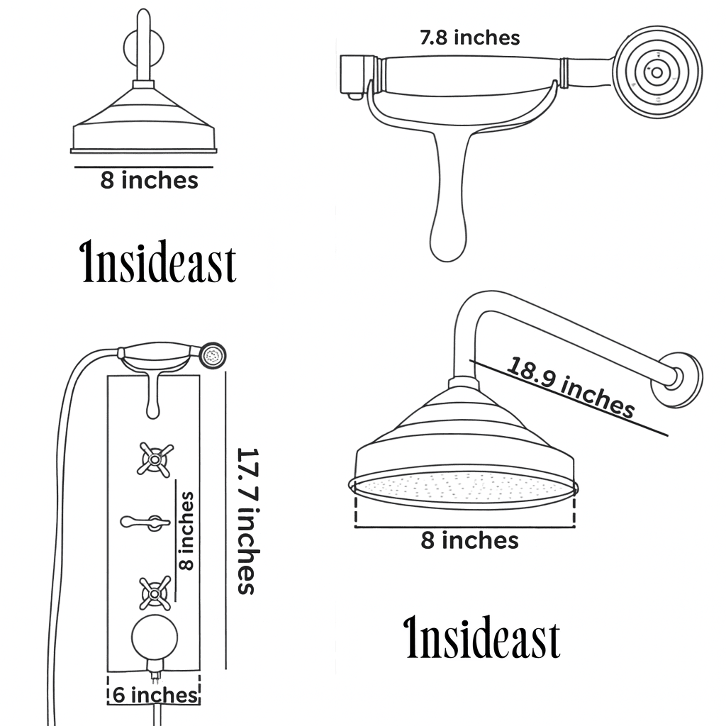 Solid Brass Built-In Shower System – Concealed Rainfall Showerhead with Handheld – Wall-Mounted Shower Set