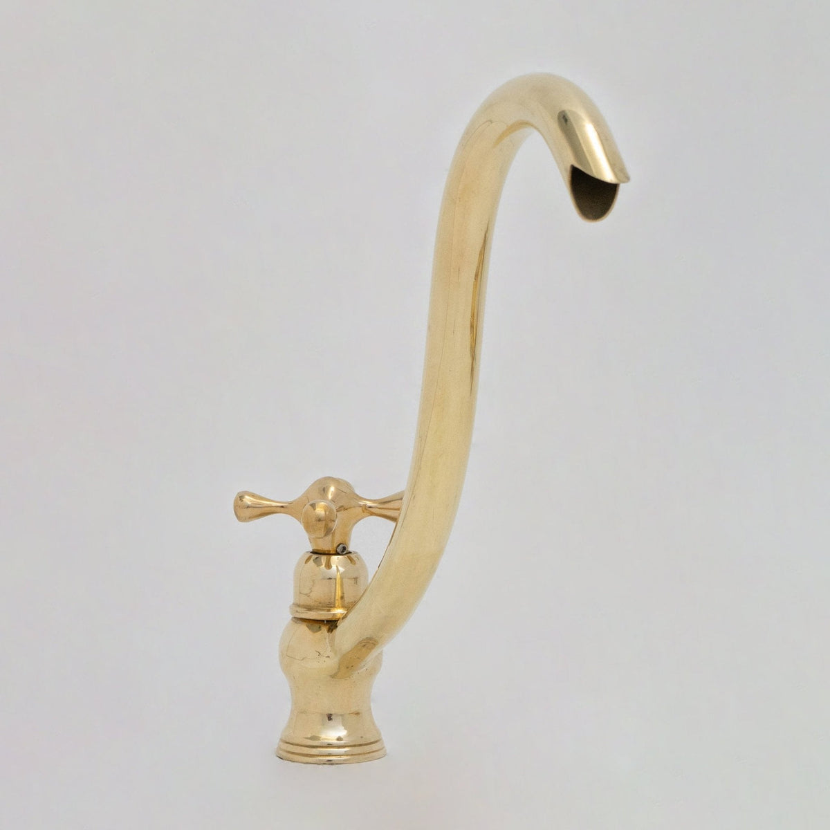Solid Brass Cold Water Tap, Unlacquered Brass Faucet With Traditional Cross Handles