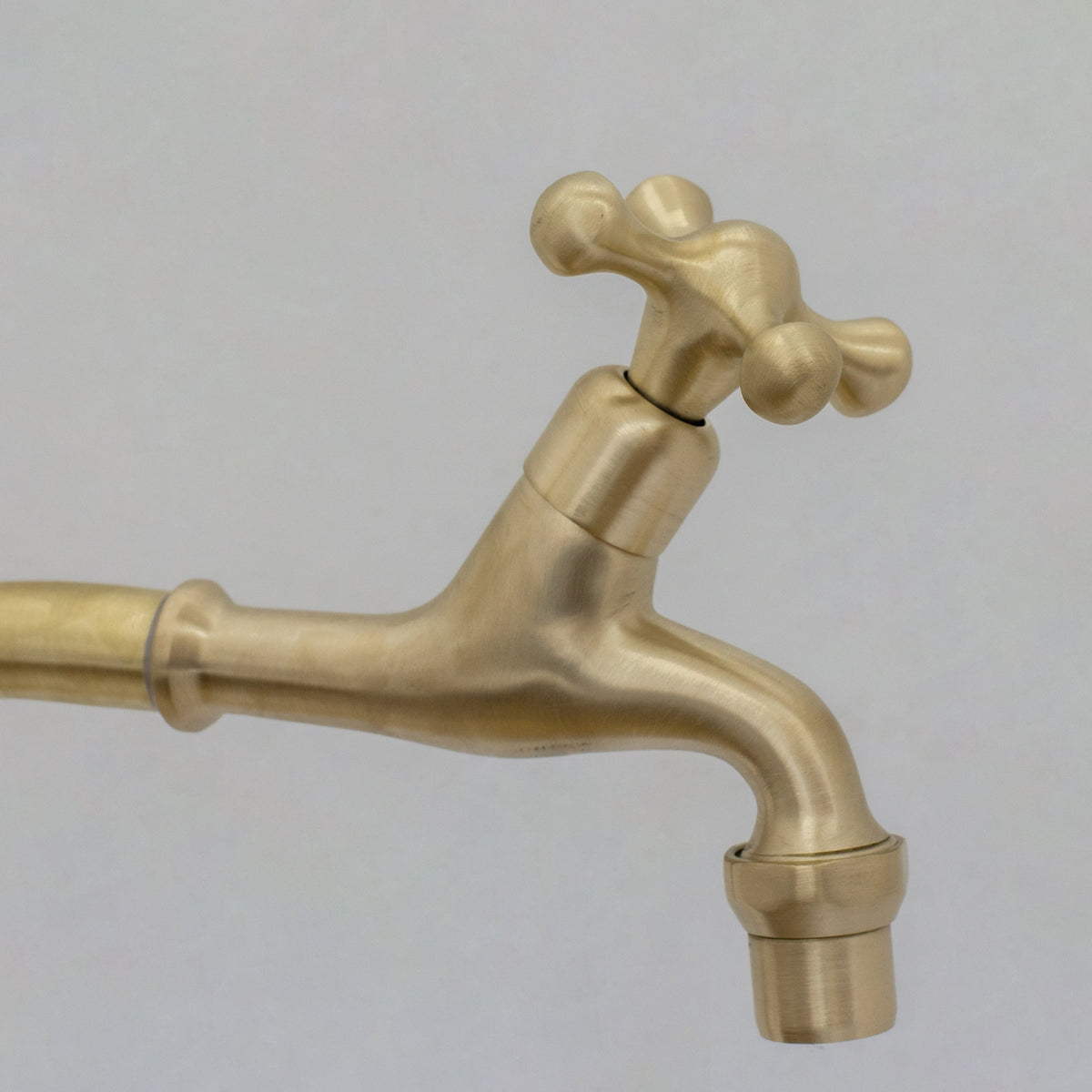 Solid Brass Deck-Mount Kitchen Bib Taps – Double Pillar Faucet Set for Hot & Cold Water