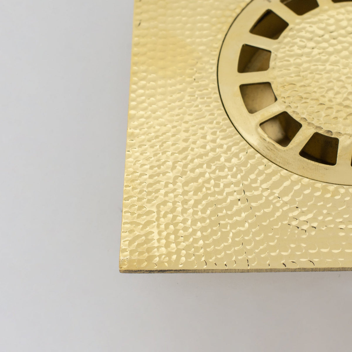 Solid Brass Floor Drain | Hammered Square Style Shower Drain