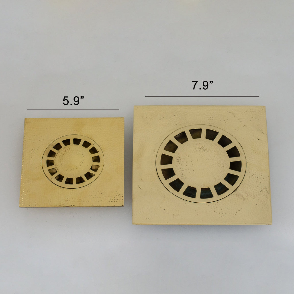 Solid Brass Floor Drain | Hammered Square Style Shower Drain