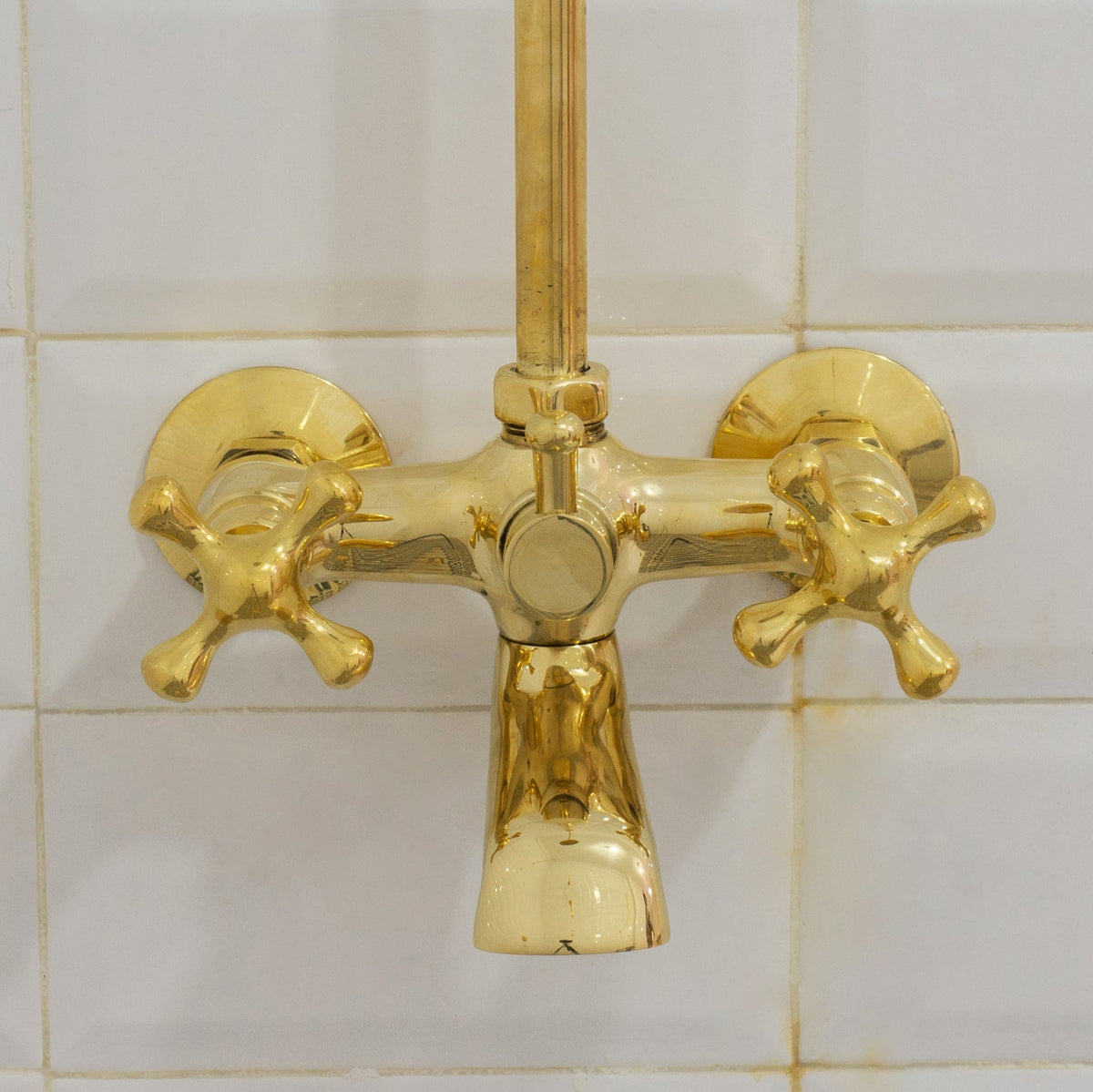 Solid Brass Shower System, Showerhead With Tub Filler, Rain Shower System, Exposed Pipe Tub Faucet