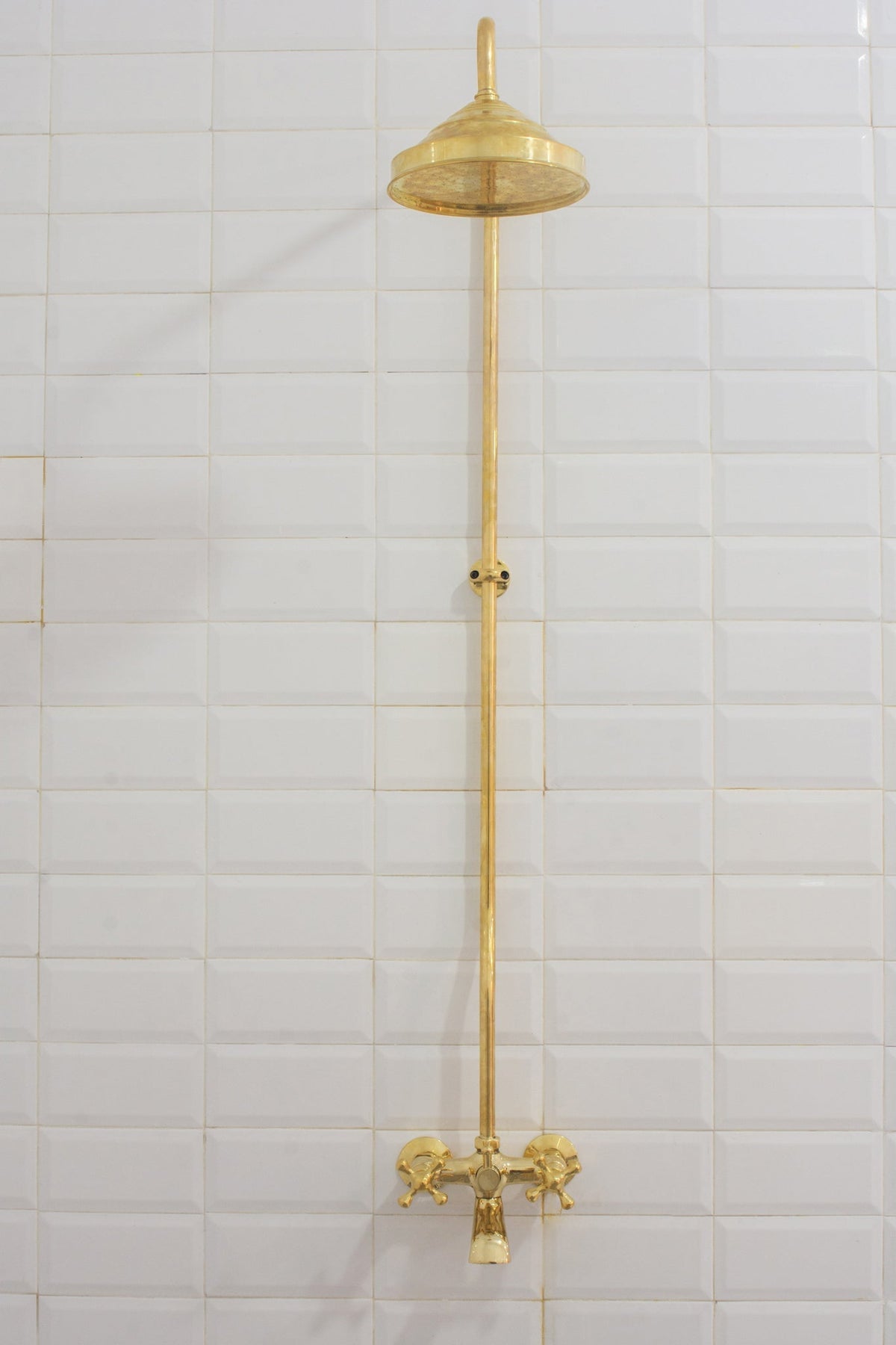 Solid Brass Shower System, Showerhead With Tub Filler, Rain Shower System, Exposed Pipe Tub Faucet
