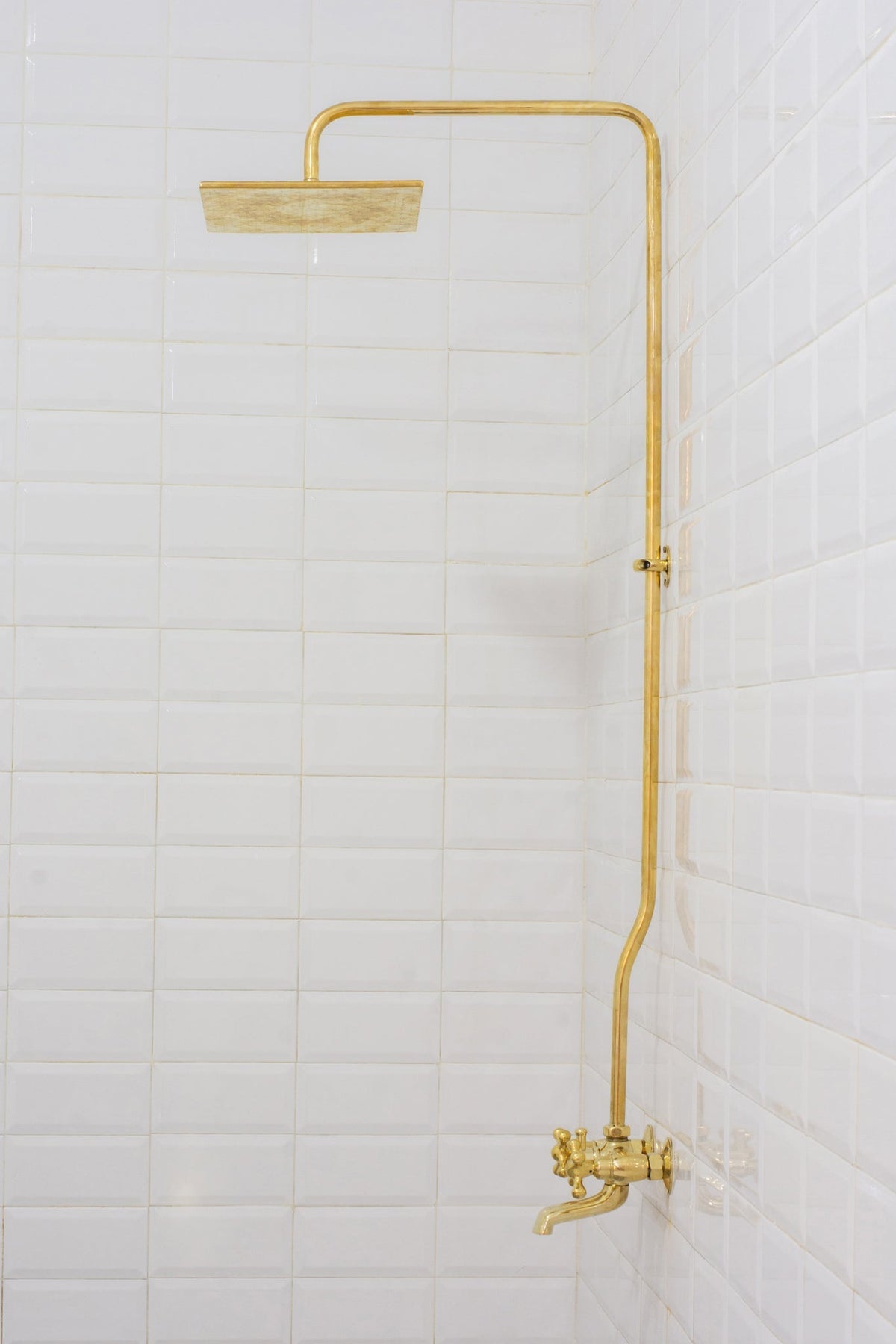 Solid Brass Shower System, Showerhead With Tub Filler, Rain Shower System, Exposed Pipe Tub Faucet
