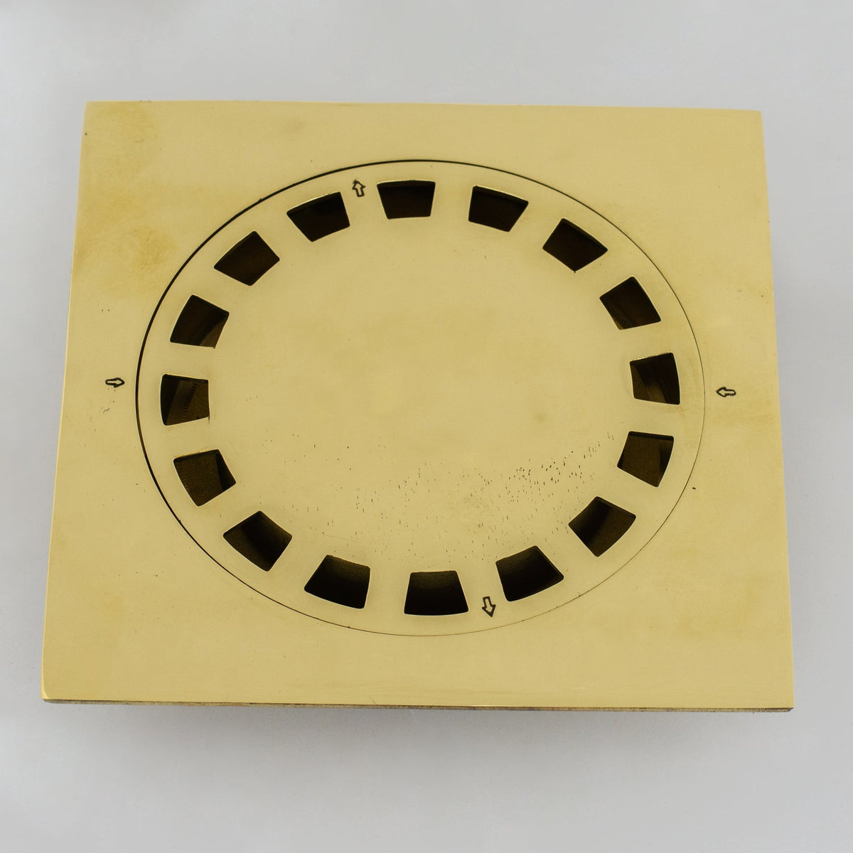 Solid Brass Square Floor Drain | Smooth Style | Unlacquered Shower Drain