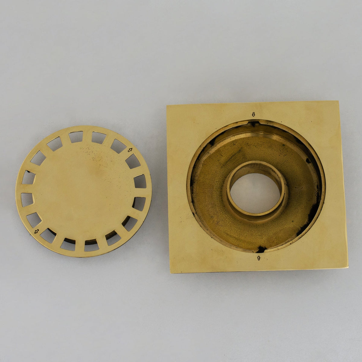 Solid Brass Square Floor Drain | Smooth Style | Unlacquered Shower Drain