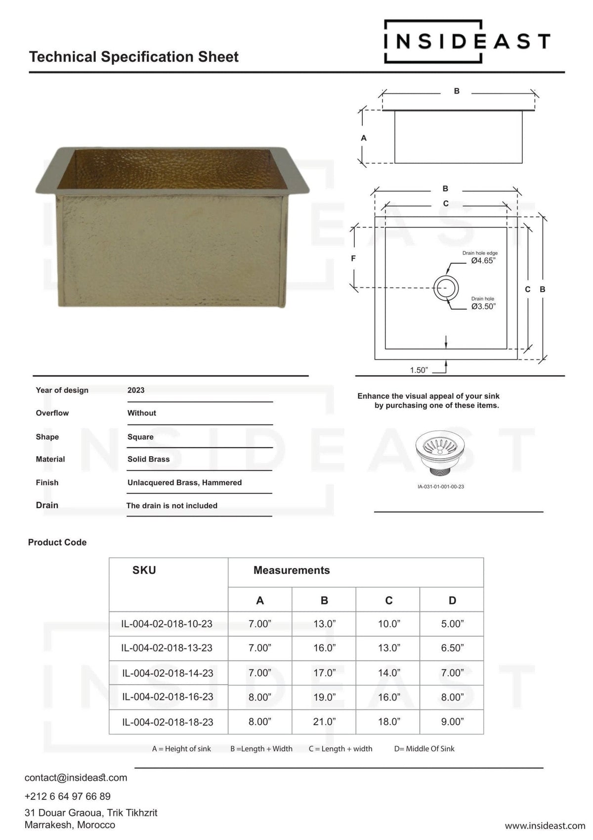 Solid Brass Undermount Hammered Sink | Kitchen Bar Sink