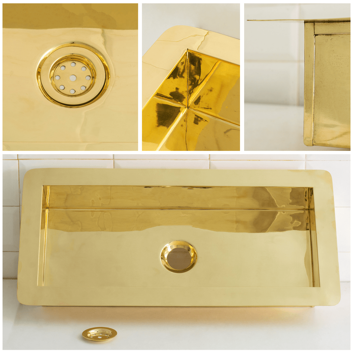 Solid Brass Undermount Rectangular Sink, Single Bowl Kitchen Sink, Compact Sink