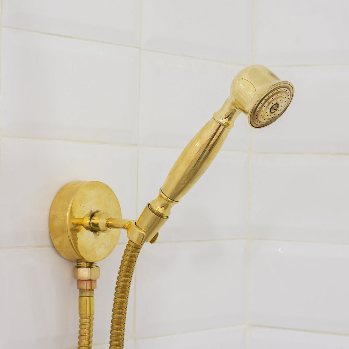 Unlacquered Brass 2-Outlet Shower, Ceiling Shower System, Overhead Shower With Handheld, Ceiling Mount Showerhead And Hand Shower