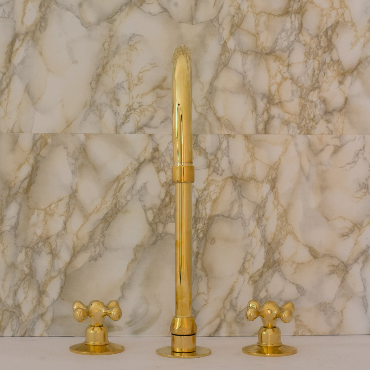 Unlacquered Brass 3-Hole Kitchen Faucet | Kitchen Sink Faucet Swivel Spout