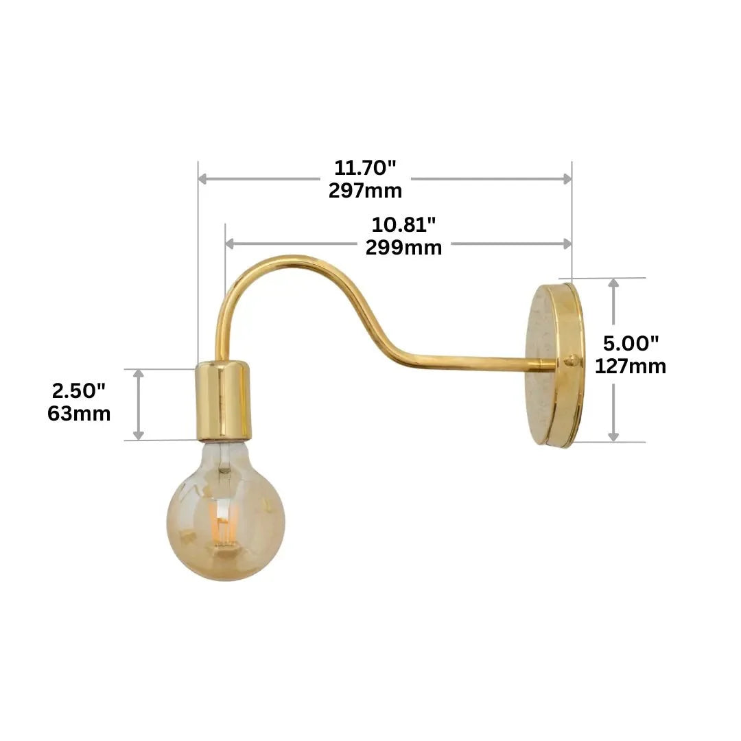 Unlacquered Brass Sconce, Wall Mount Lamp, Sconce Lighting Fixture