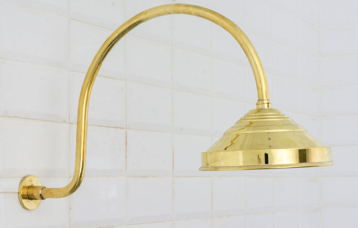 Unlacquered Brass Shower System – Built-In Showerhead with Handheld – Concealed Wall Shower Set
