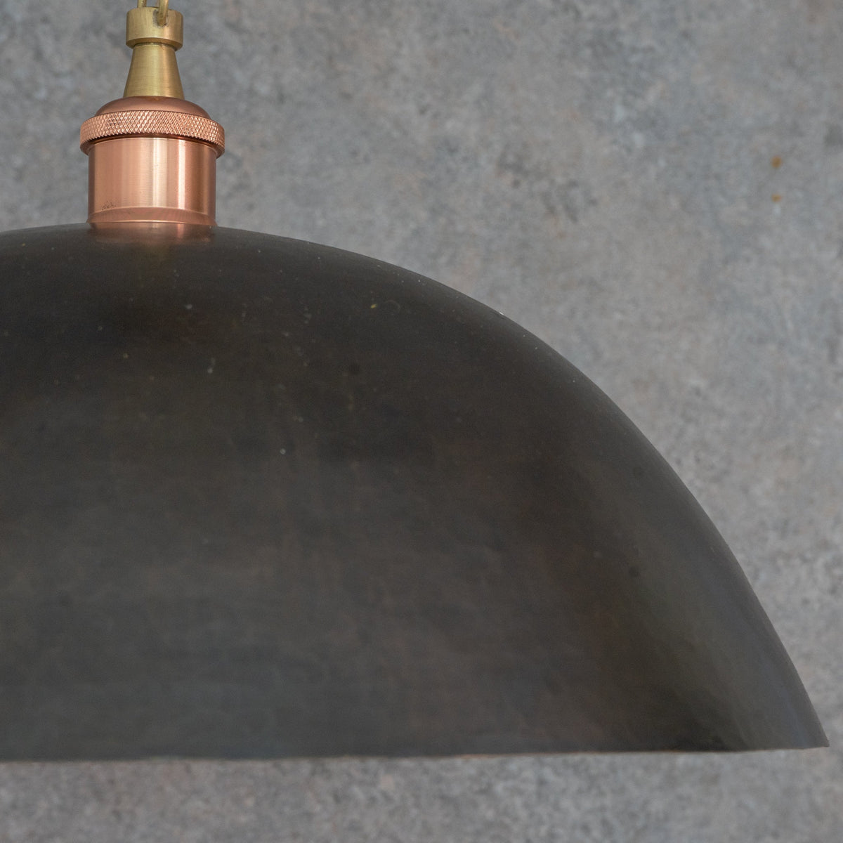 Vintage Oiled Brass Dome Pendant – Hand-Hammered Brass Interior Hanging Light