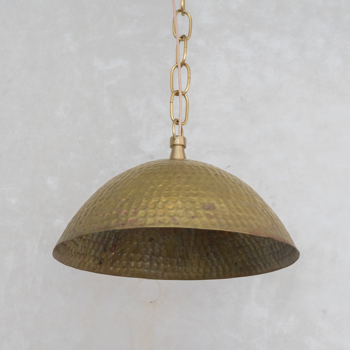 Weathered Antique Brass Dome Pendant - Hammered Moroccan Brass Light