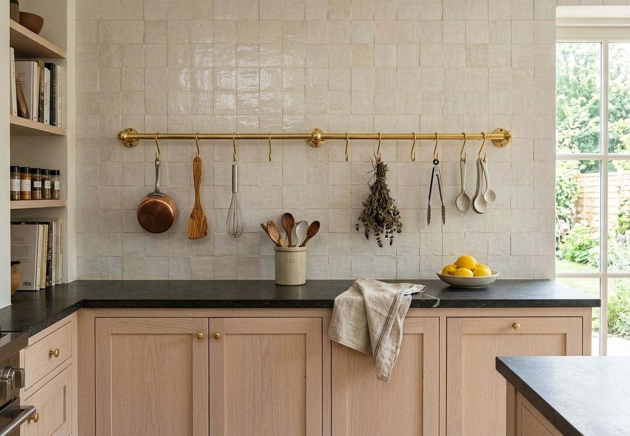 Unlacquered Brass Pot Rail - The Utensil Rail