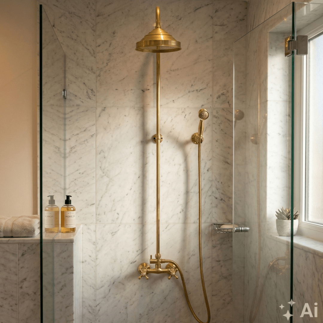 Heritage - Unlacquered Brass Exposed Shower System With Handheld
