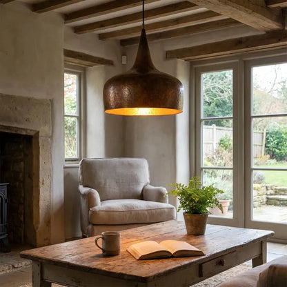 Aged Copper Farmhouse Pendant Light