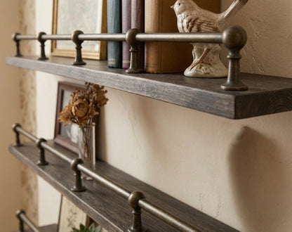 Solid Brass Gallery Rail – Custom Unlacquered Brass Post & Rod System for Shelves & Kitchen Cabinets