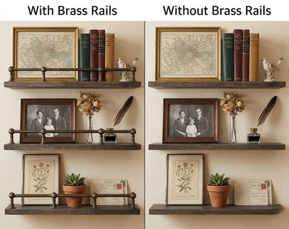 Solid Brass Gallery Rail – Custom Unlacquered Brass Post & Rod System for Shelves & Kitchen Cabinets