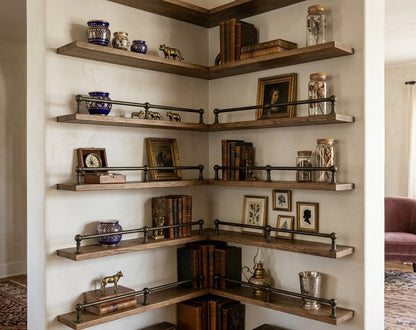Solid Brass Gallery Rail – Custom Unlacquered Brass Post & Rod System for Shelves & Kitchen Cabinets