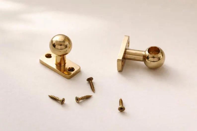 12mm Solid Brass Café Curtain Rod, Minimal Window Hardware, Unlacquered brass