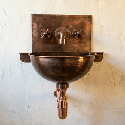 Copper Wall Mount Bathroom Sink 20" with Copper Faucet