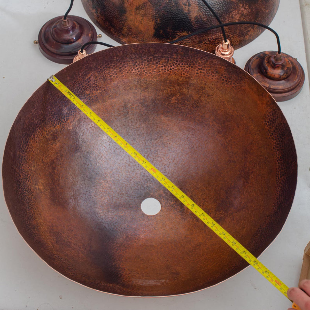 22" Oxidized Copper Dome Pendant Light, Kitchen Island Lighting