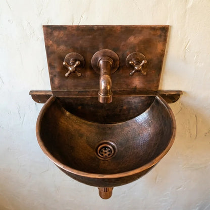 Copper Wall Mount Bathroom Sink 20" with Copper Faucet