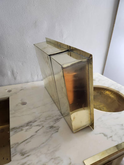 Unlacquered Solid Brass Shower Niche — Handmade Bathroom Shelf Double Shelves Niche